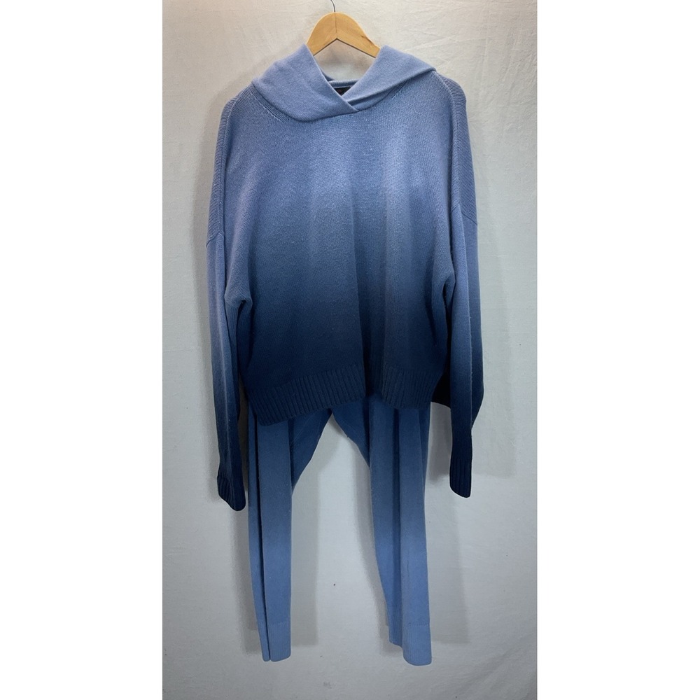 Greyson Koko Cashmere Blue Ombre Hoodie Pant Set Cashmere/Wool Knit Sweater Rare